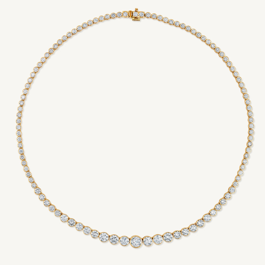 Harlow George Bezel Set Round Diamond Necklace in 14K Yellow Gold