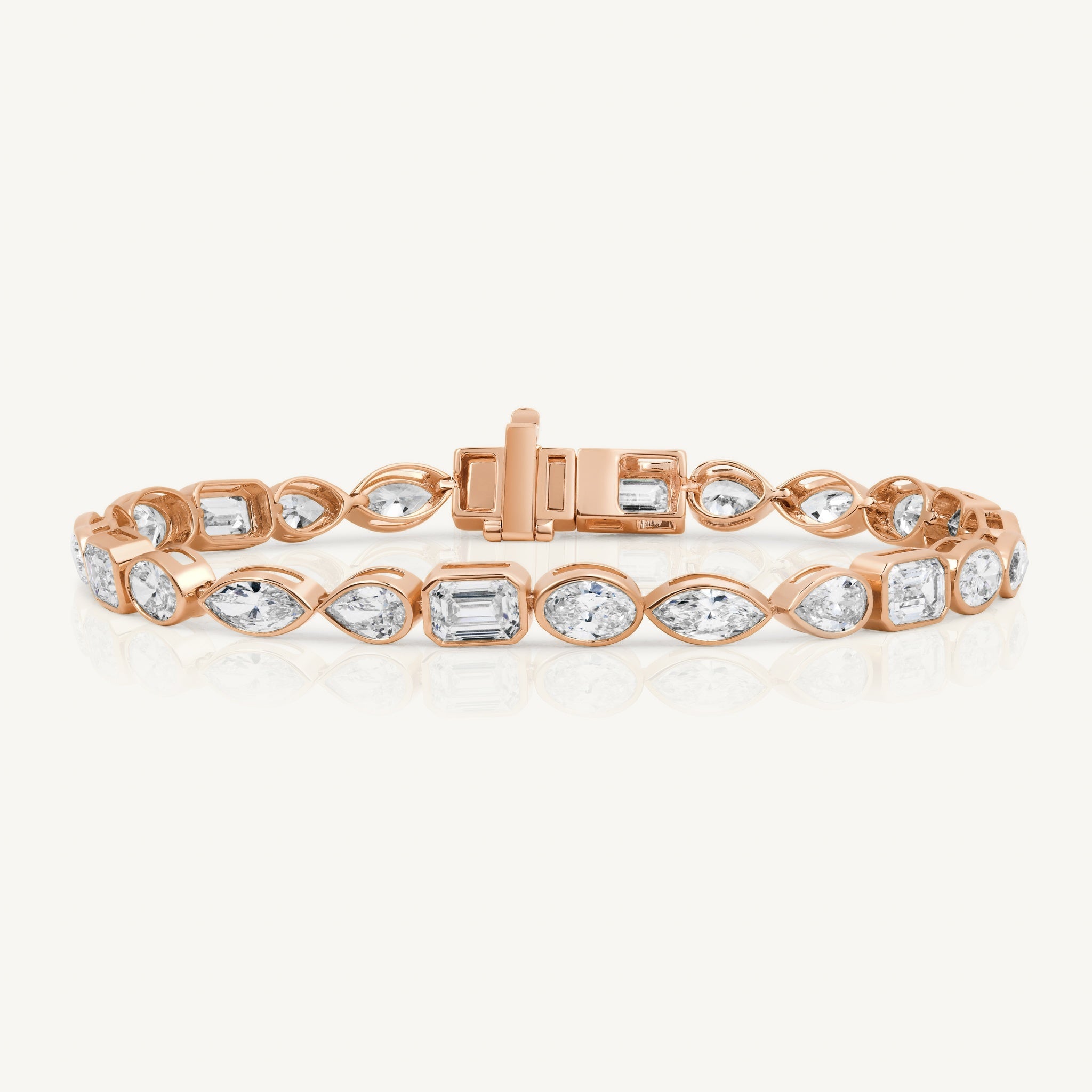 Bezel Set Mixed Shape Bracelet in 14K Rose Gold