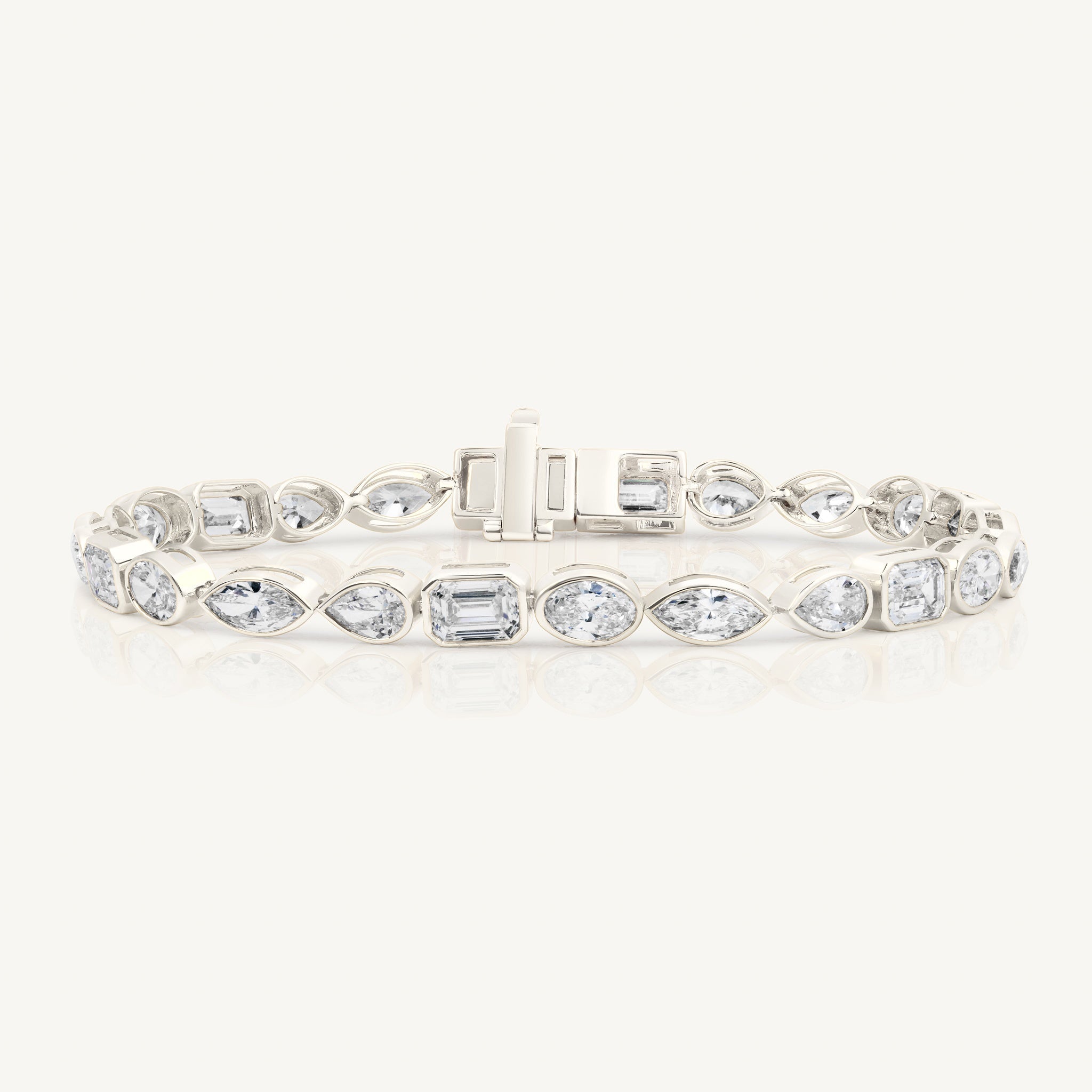 Bezel Set Mixed Shape Bracelet in 14K White Gold
