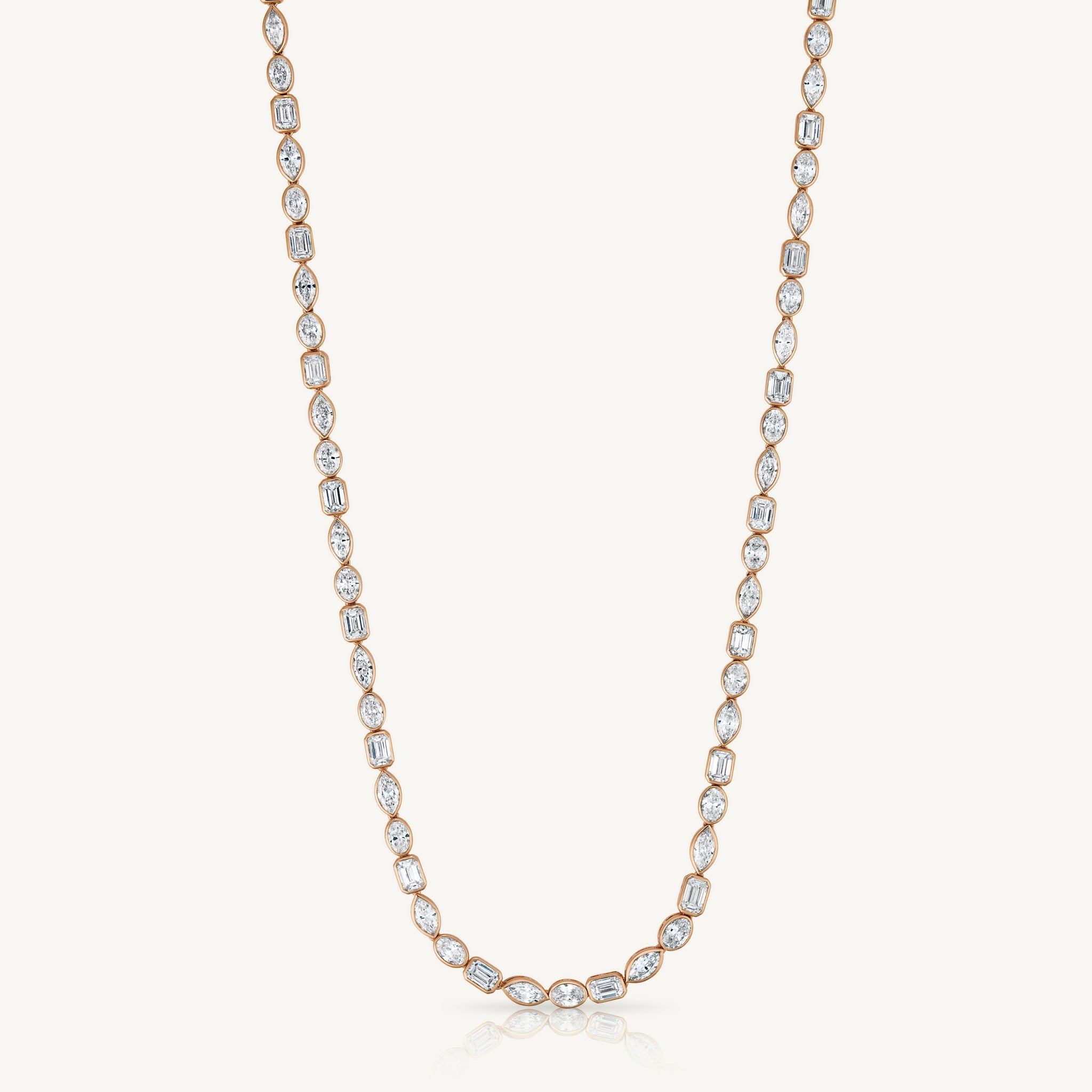 Bezel Set Mixed Shape Necklace in 14K Rose Gold