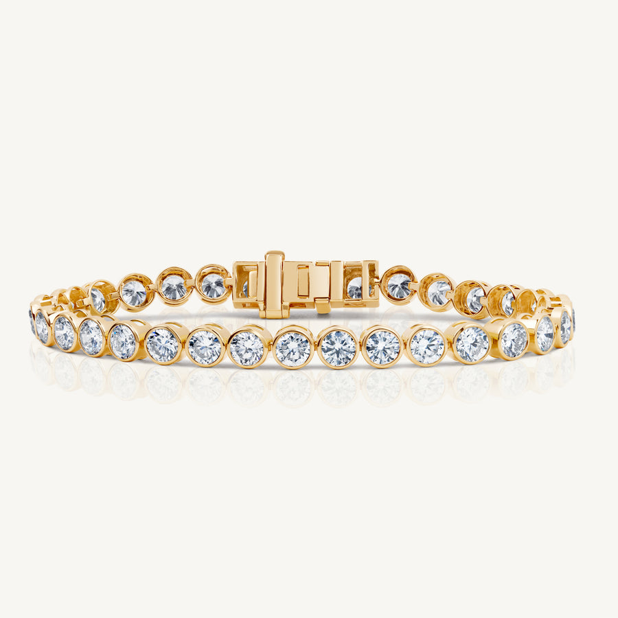 Harlow George Bezel Set Round Diamond Tennis Bracelet in 14K Yellow Gold