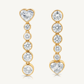 Harlow George Graduated Heart Diamond Drop Earrings in 14K Yellow Gold - Front View