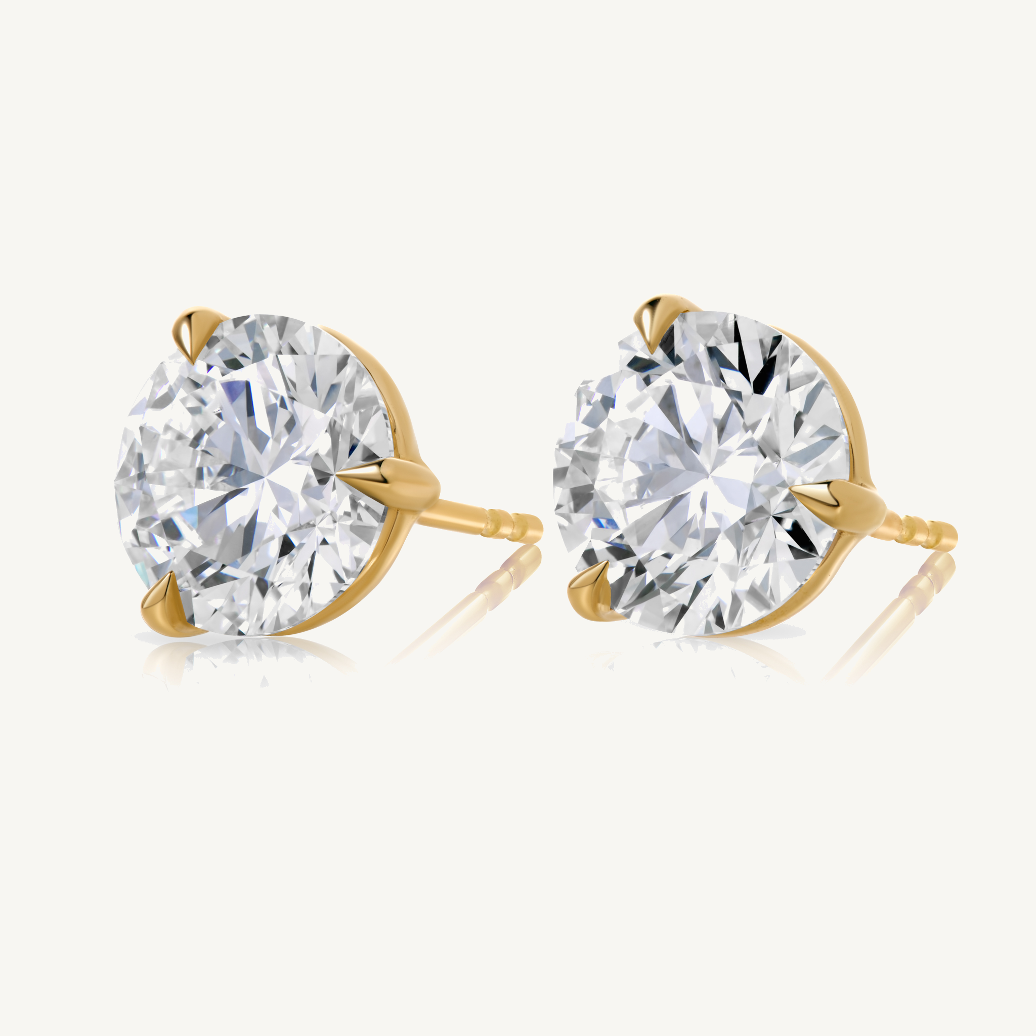 Harlow George Round Diamond Stud Earrings in 14K Yellow Gold - Side View