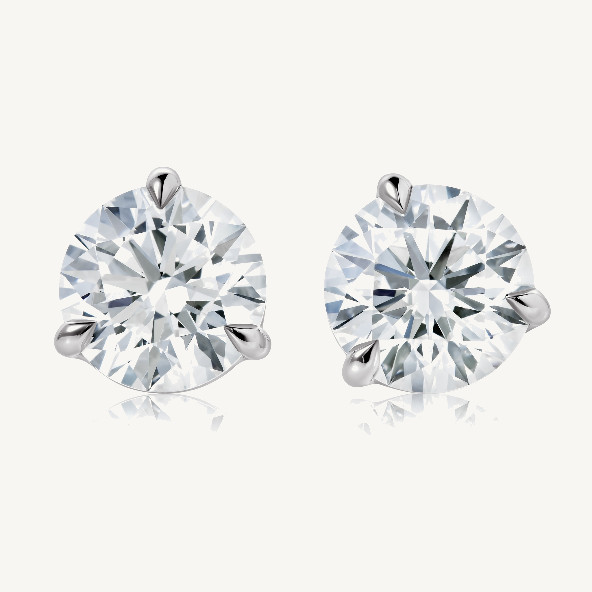 Harlow George Round Diamond Stud Earrings in 14K White Gold - Front View