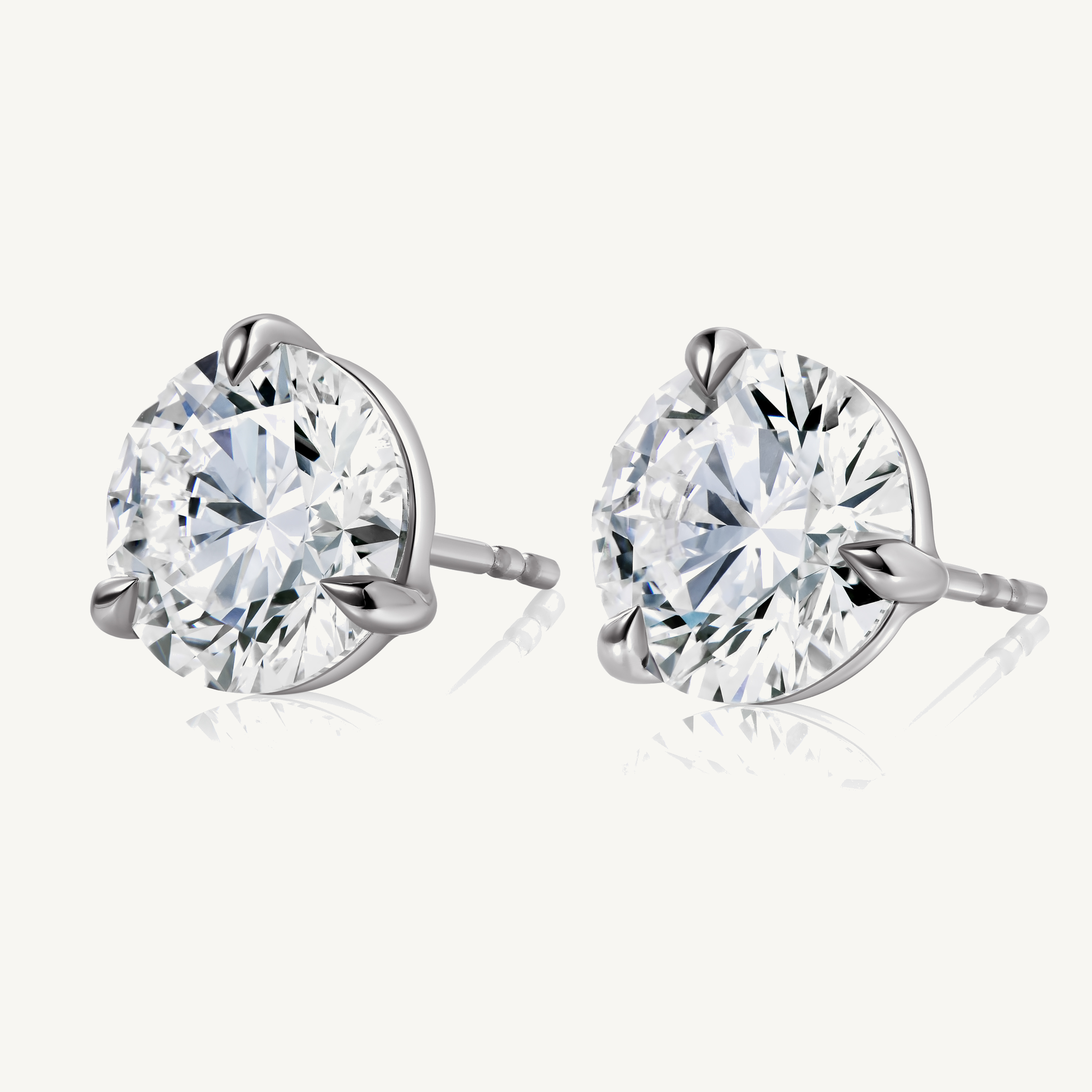 Harlow George Round Diamond Stud Earrings in 14K White Gold - Side View