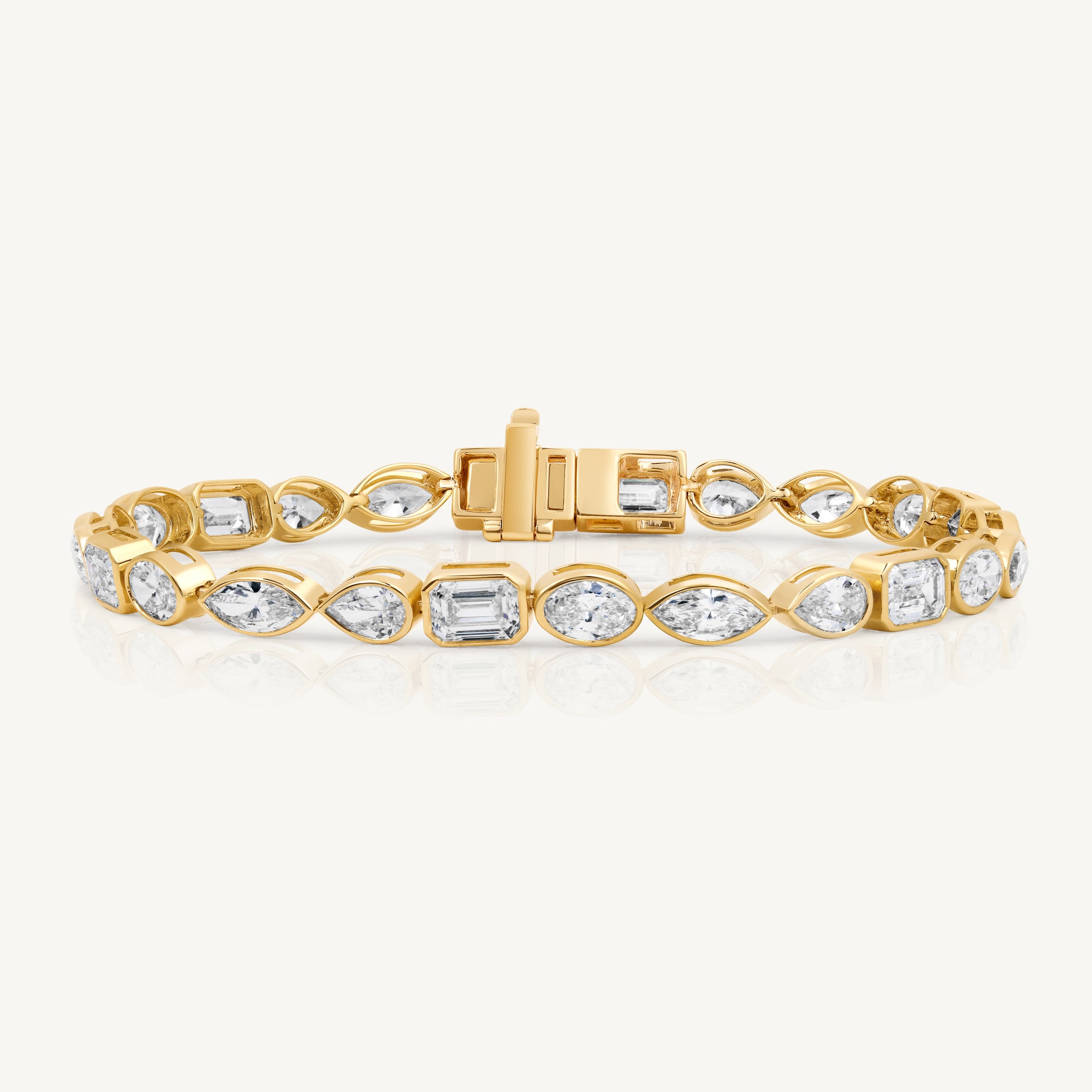 Harlow George Bezel Set Mixed Shape Diamond Bracelet in 14K Yellow Gold