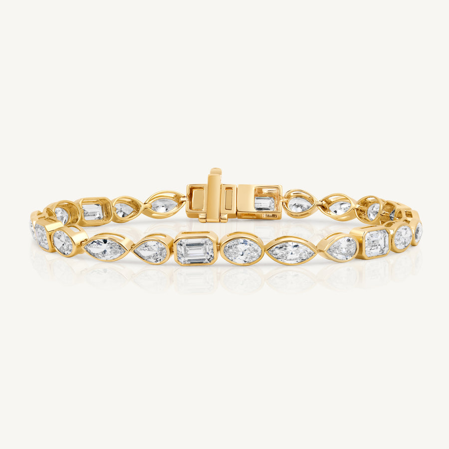Harlow George Bezel Set Mixed Shape Diamond Bracelet in 14K Yellow Gold