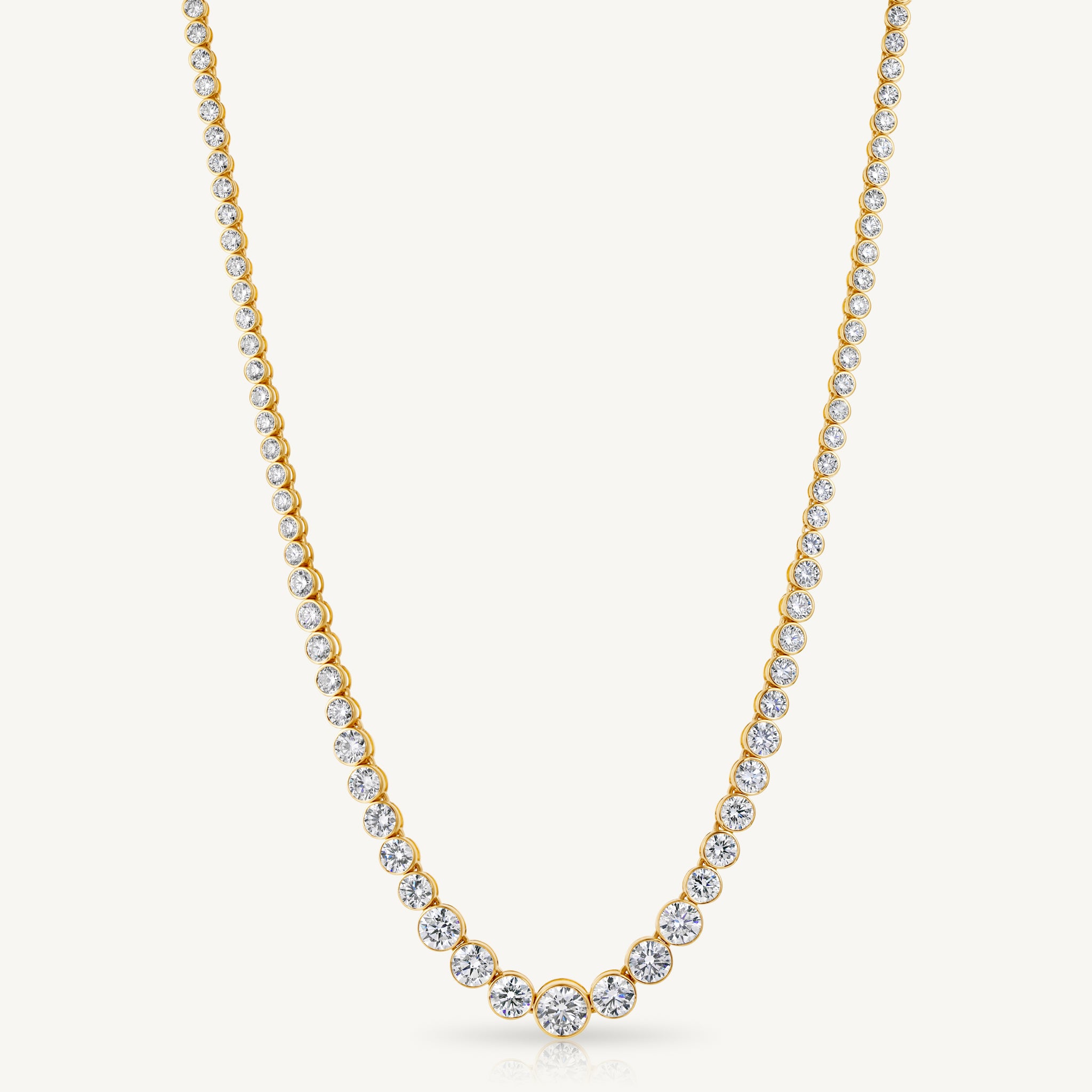 Harlow George Bezel Set Round Diamond Necklace in 14K Yellow Gold