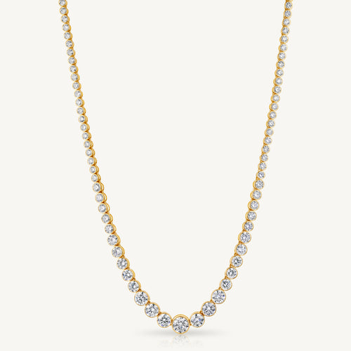 Harlow George Bezel Set Round Diamond Necklace in 14K Yellow Gold