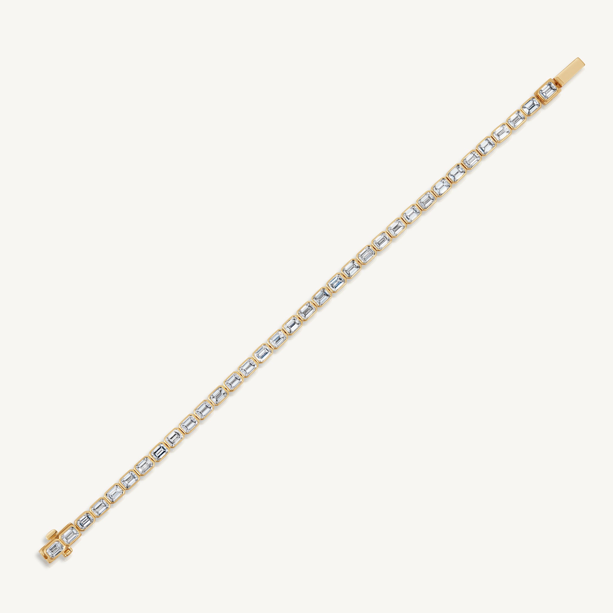 Harlow George East-West Emerald Diamond Tennis Bracelet in 14K Yellow Gold - flat lay