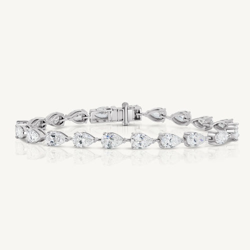 Harlow George East-West Pear Diamond Tennis Bracelet in 14K White Gold