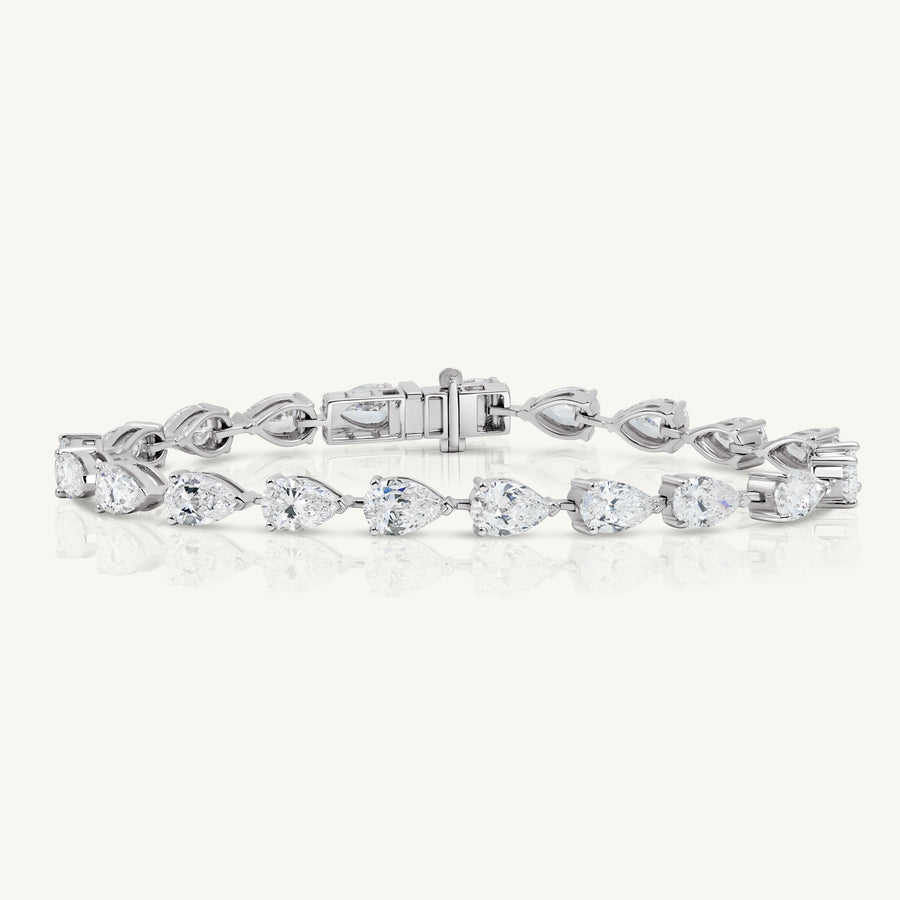Harlow George East-West Pear Diamond Tennis Bracelet in 14K White Gold