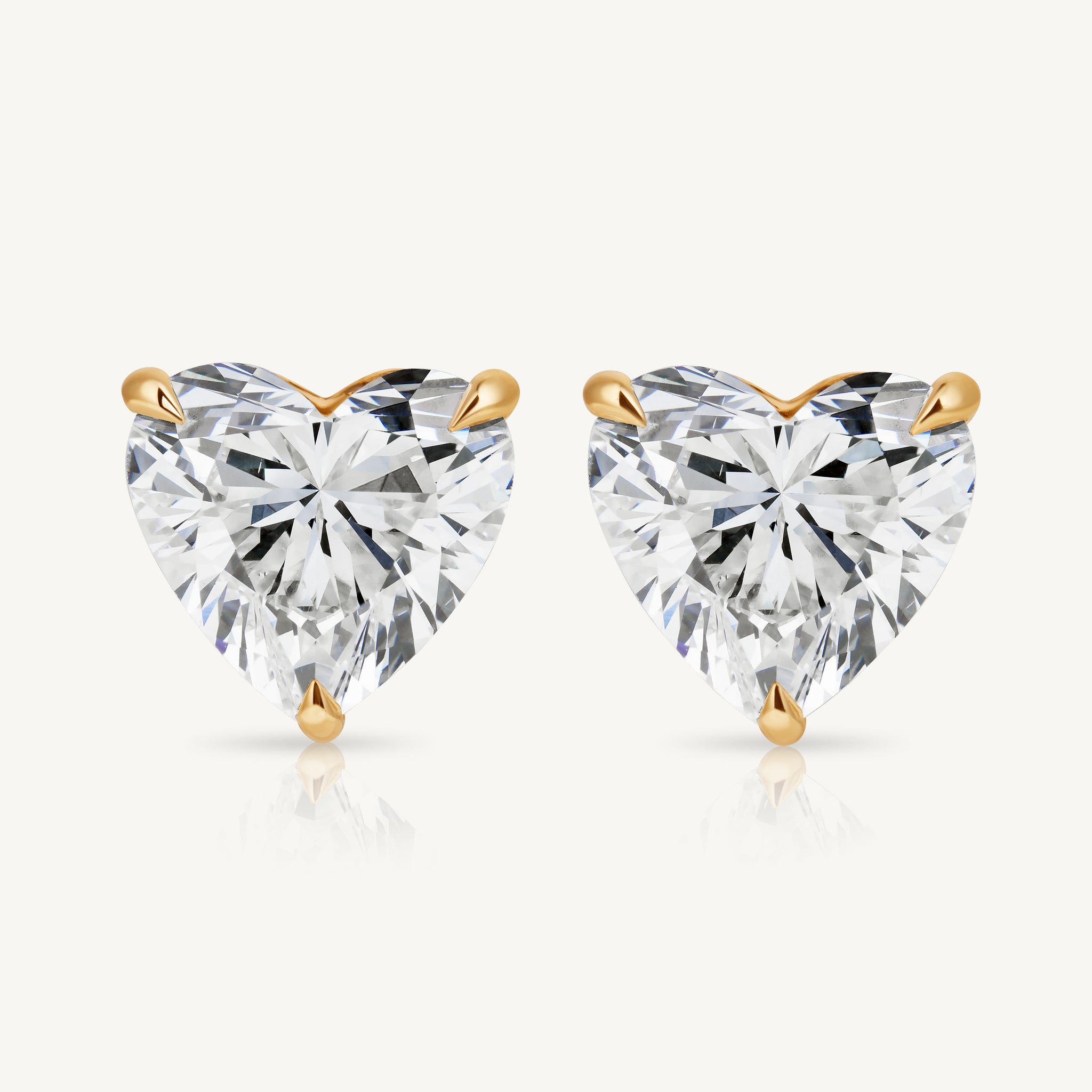 Harlow George Heart Diamond Stud Earrings in 14K Yellow Gold - Front View