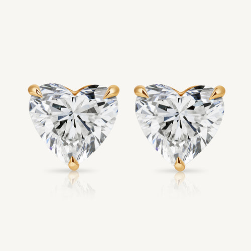 Harlow George Heart Diamond Stud Earrings in 14K Yellow Gold - Front View