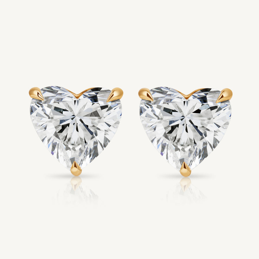 Harlow George Heart Diamond Stud Earrings in 14K Yellow Gold - Front View