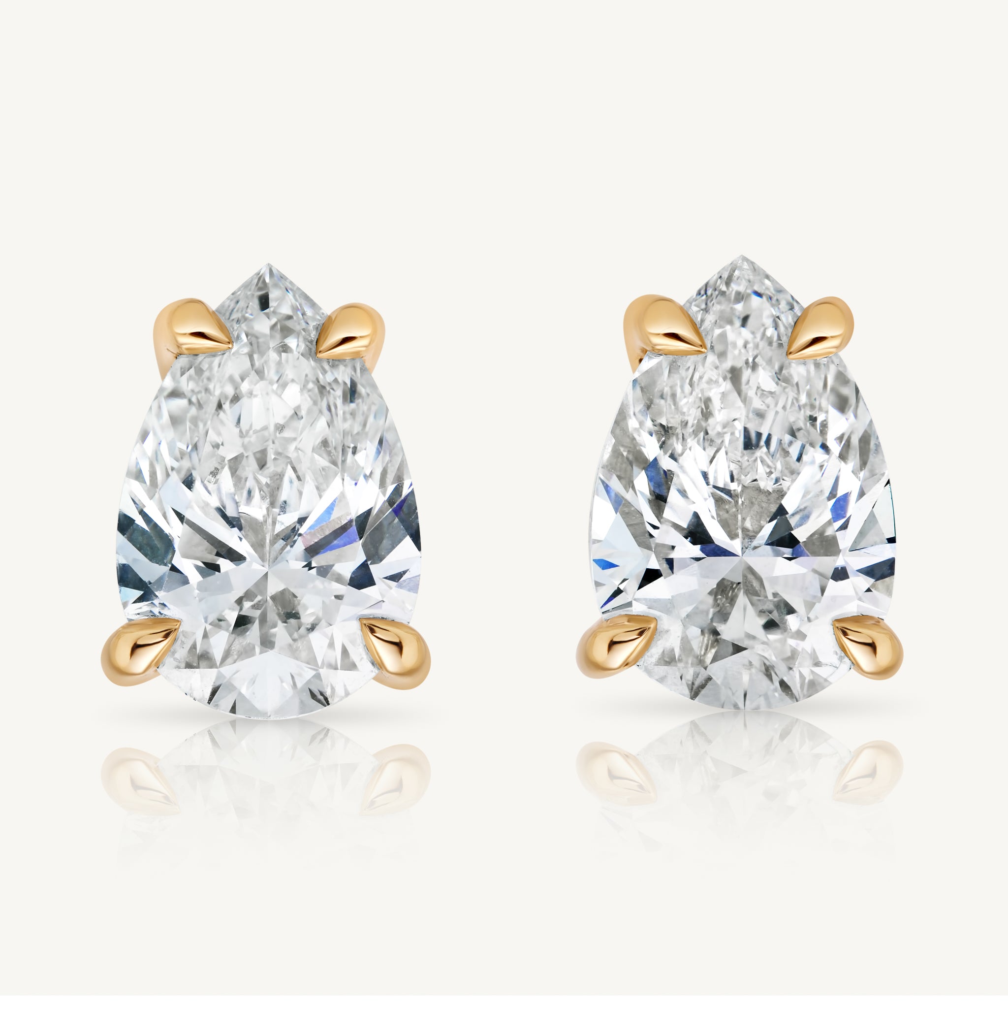 Harlow George Pear Diamond Stud Earrings in 14K Yellow Gold - Front View