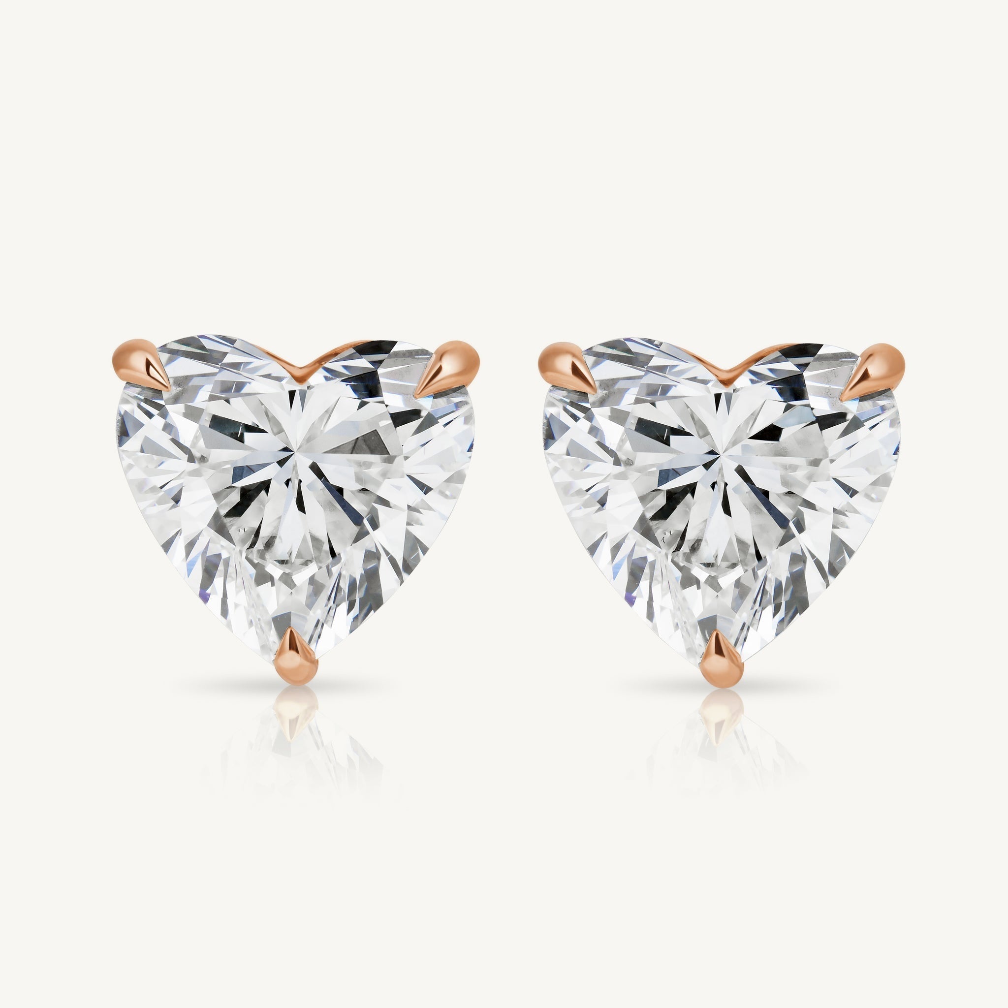 Heart Diamond Stud Earrings in 14K Rose Gold