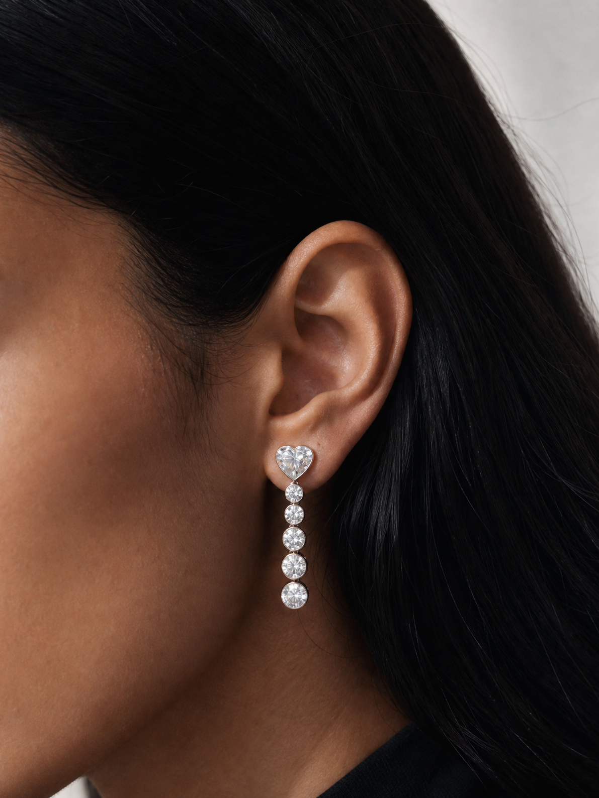 Harlow George Graduated Heart Diamond Drop Earrings in 14K Gold
