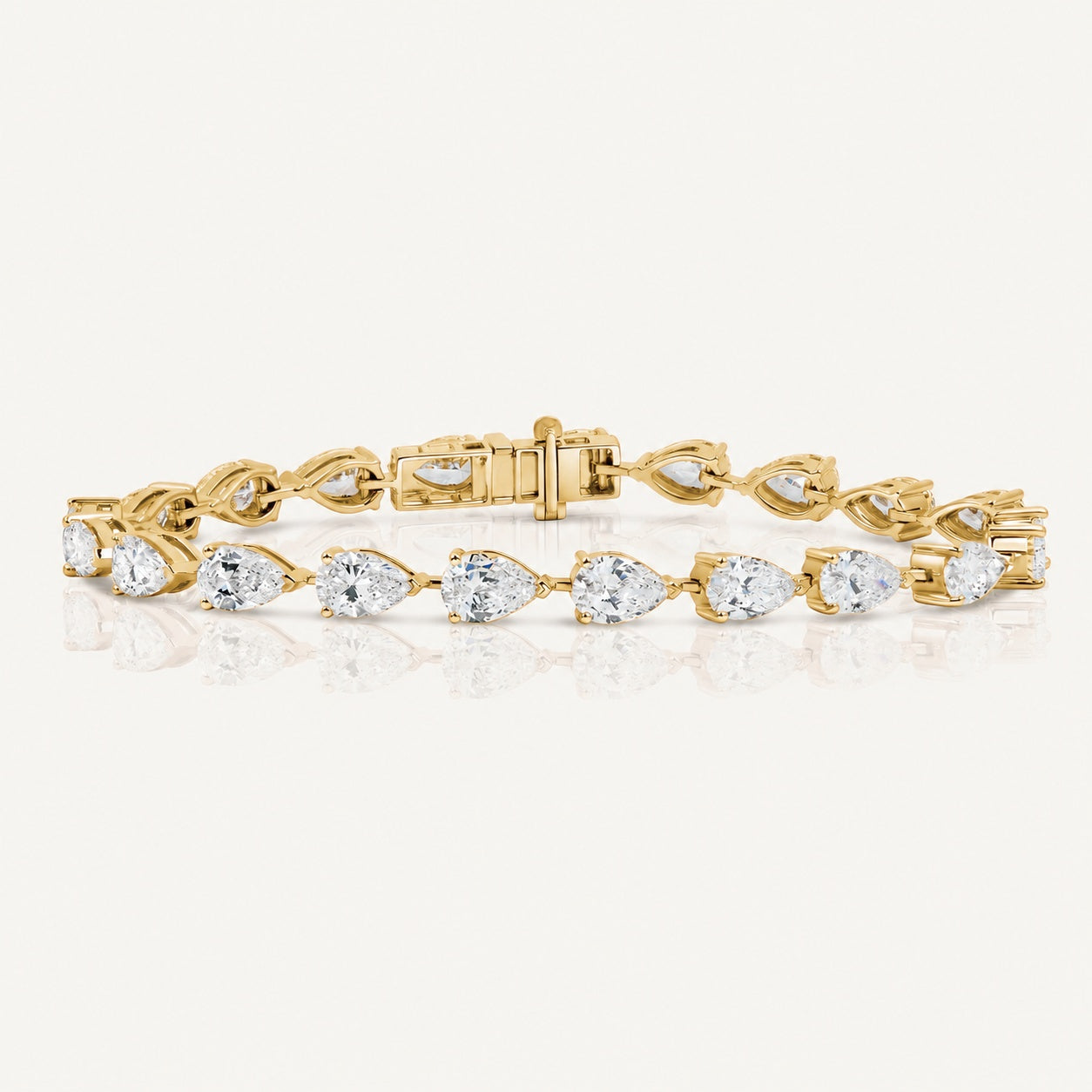 East-West Pear Diamond Tennis Bracelet in 14K Yellow Gold