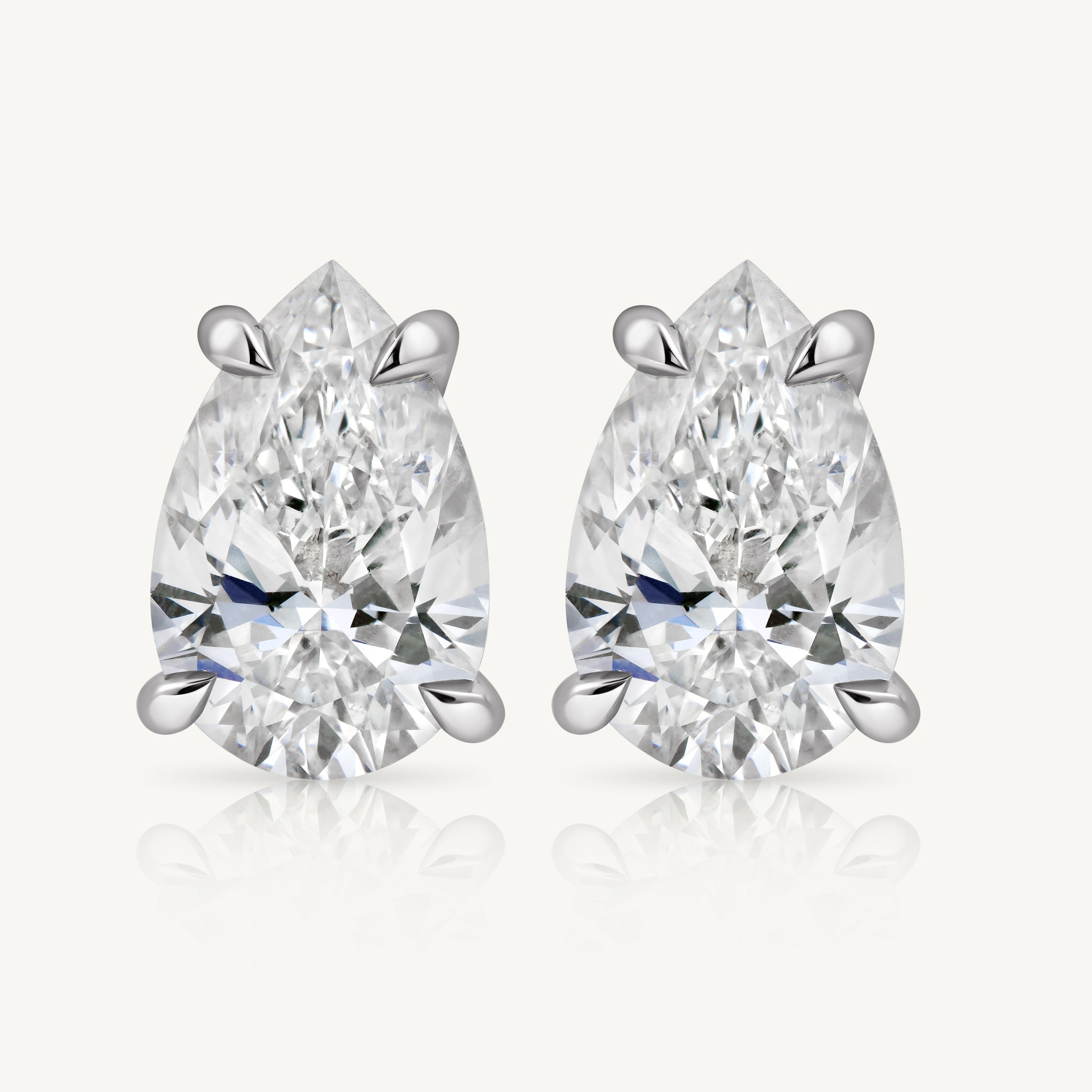 Harlow George Pear Diamond Stud Earrings in 14K White Gold - Front View