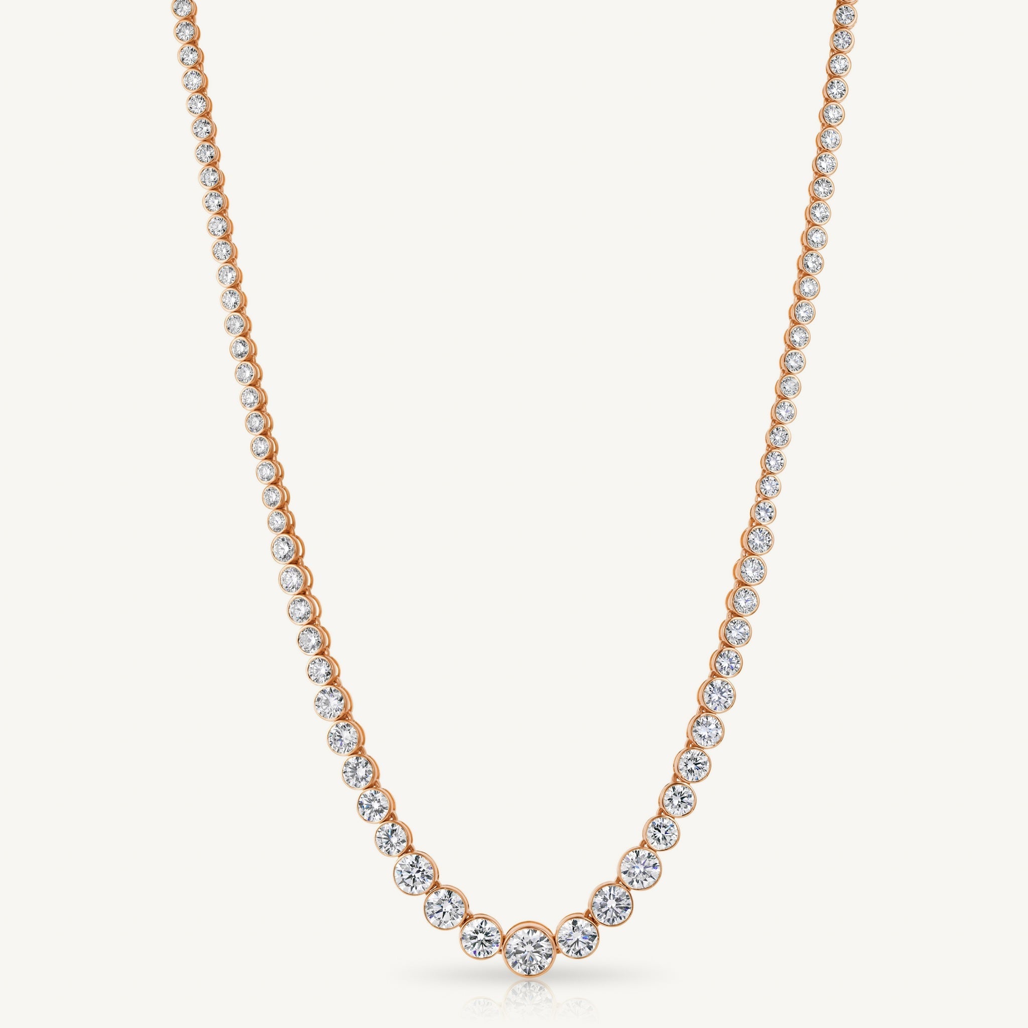 Bezel Set Round Diamond Necklace in 14K Rose Gold