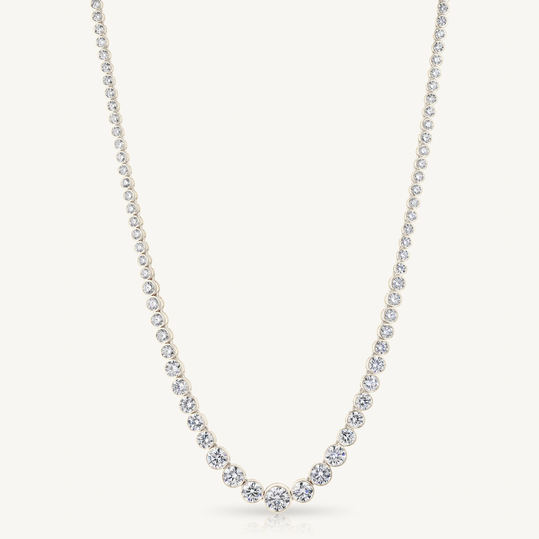 Bezel Set Round Diamond Necklace in 14K White Gold