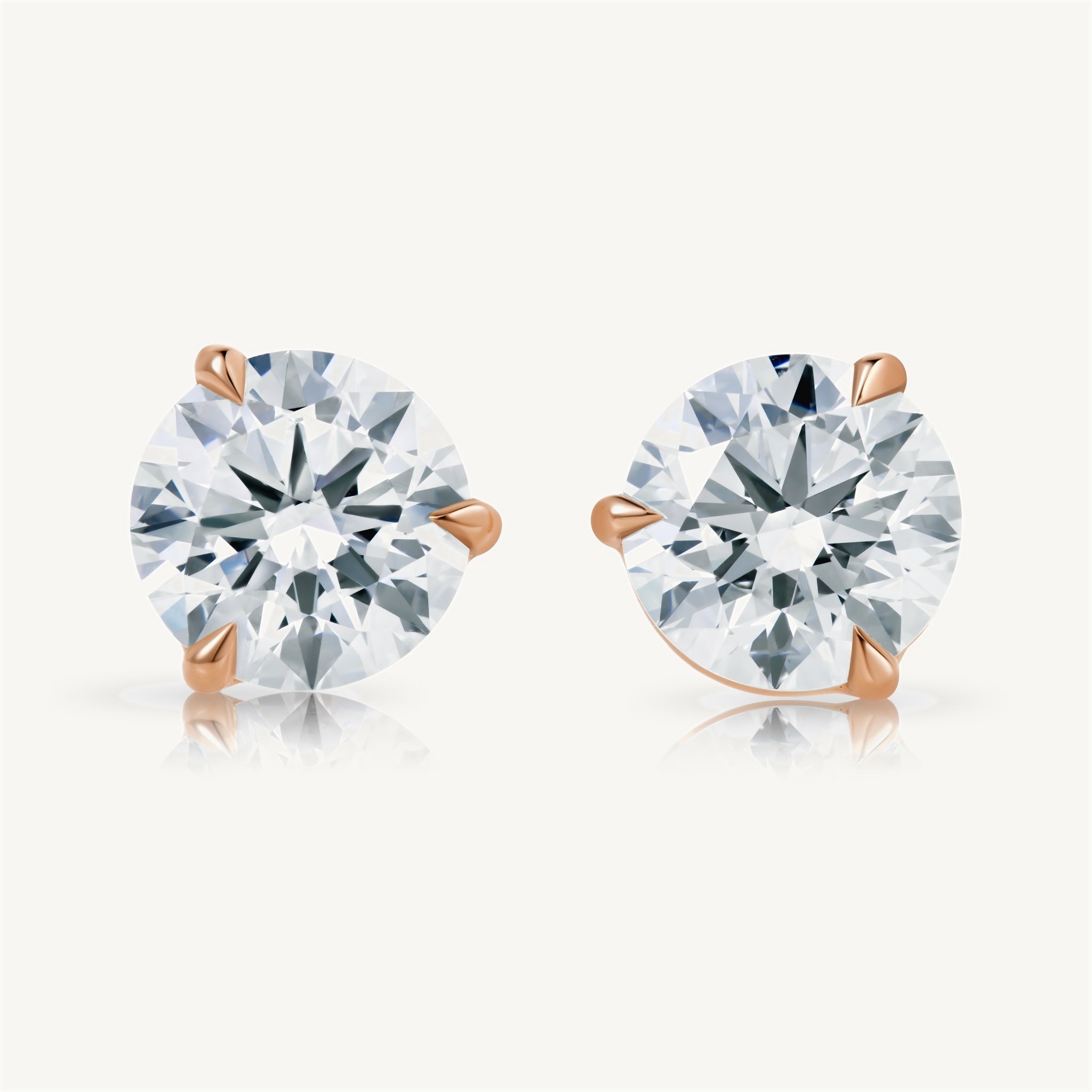 Round Diamond Stud Earrings in 14K Rose Gold