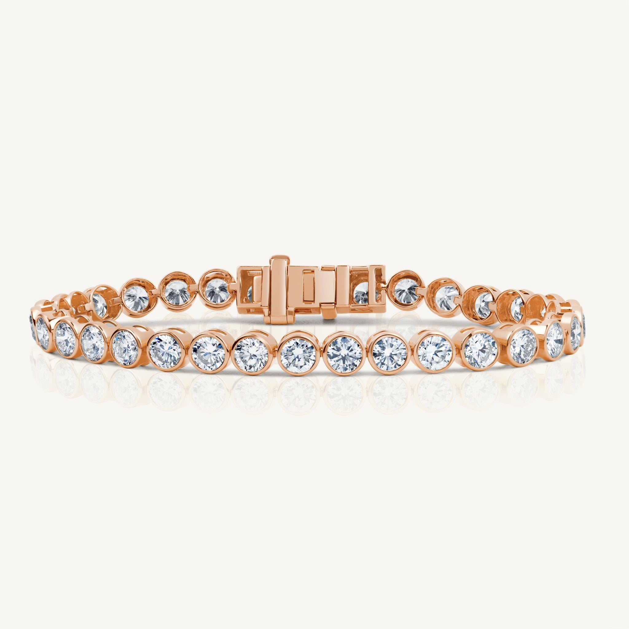 Bezel Set Round Tennis Bracelet in 14K Rose Gold