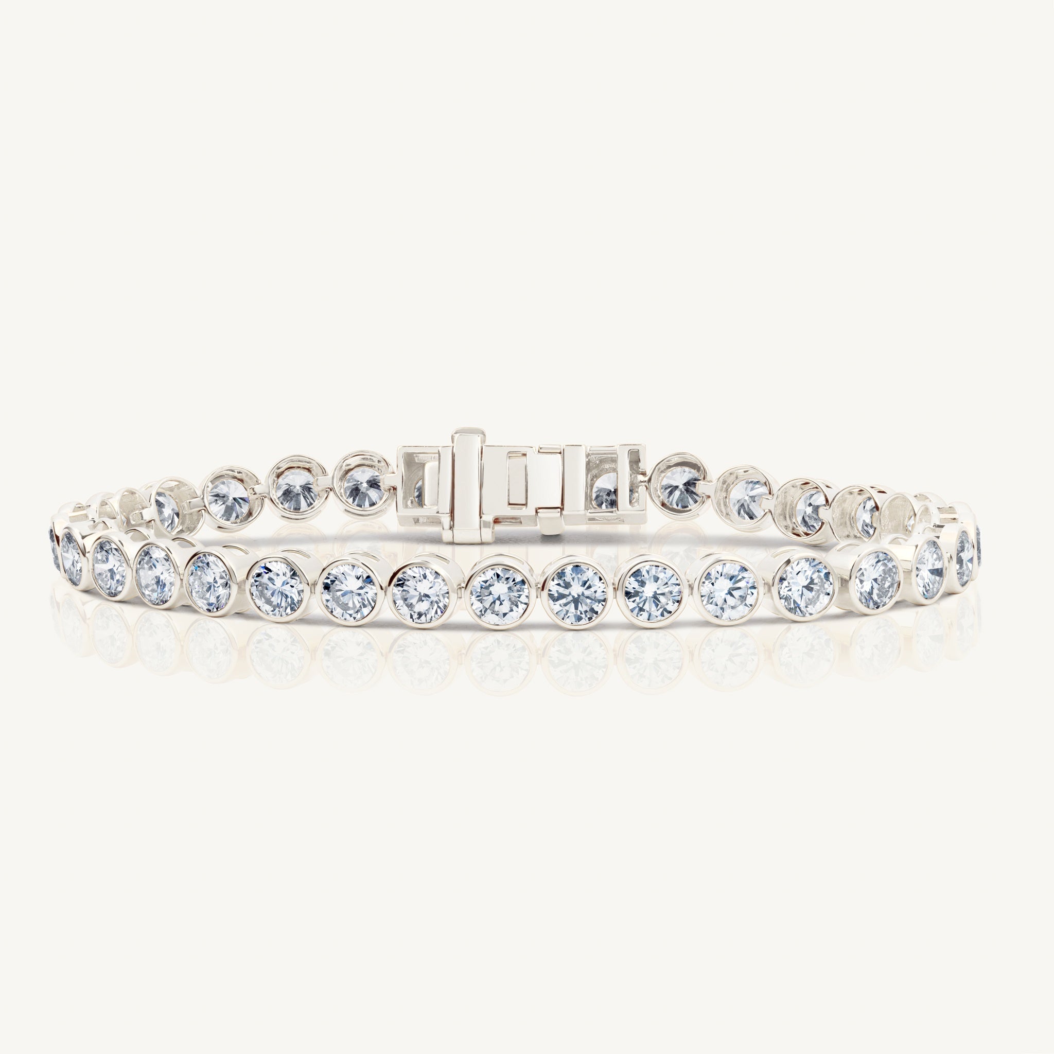 Bezel Set Round Tennis Bracelet in 14K White Gold