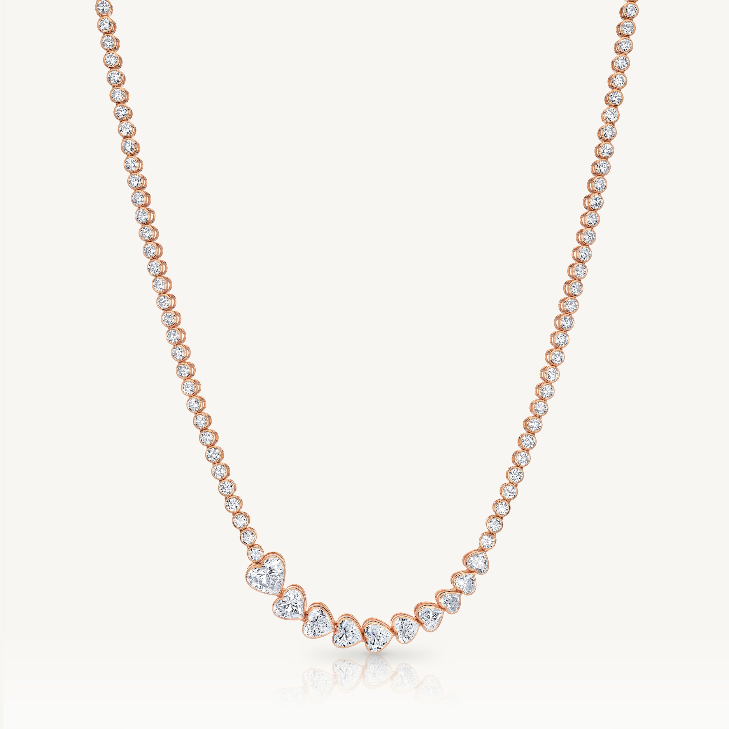 Harlow George Touch of Hearts Diamond Tennis Necklace in 14K Rose Gold
