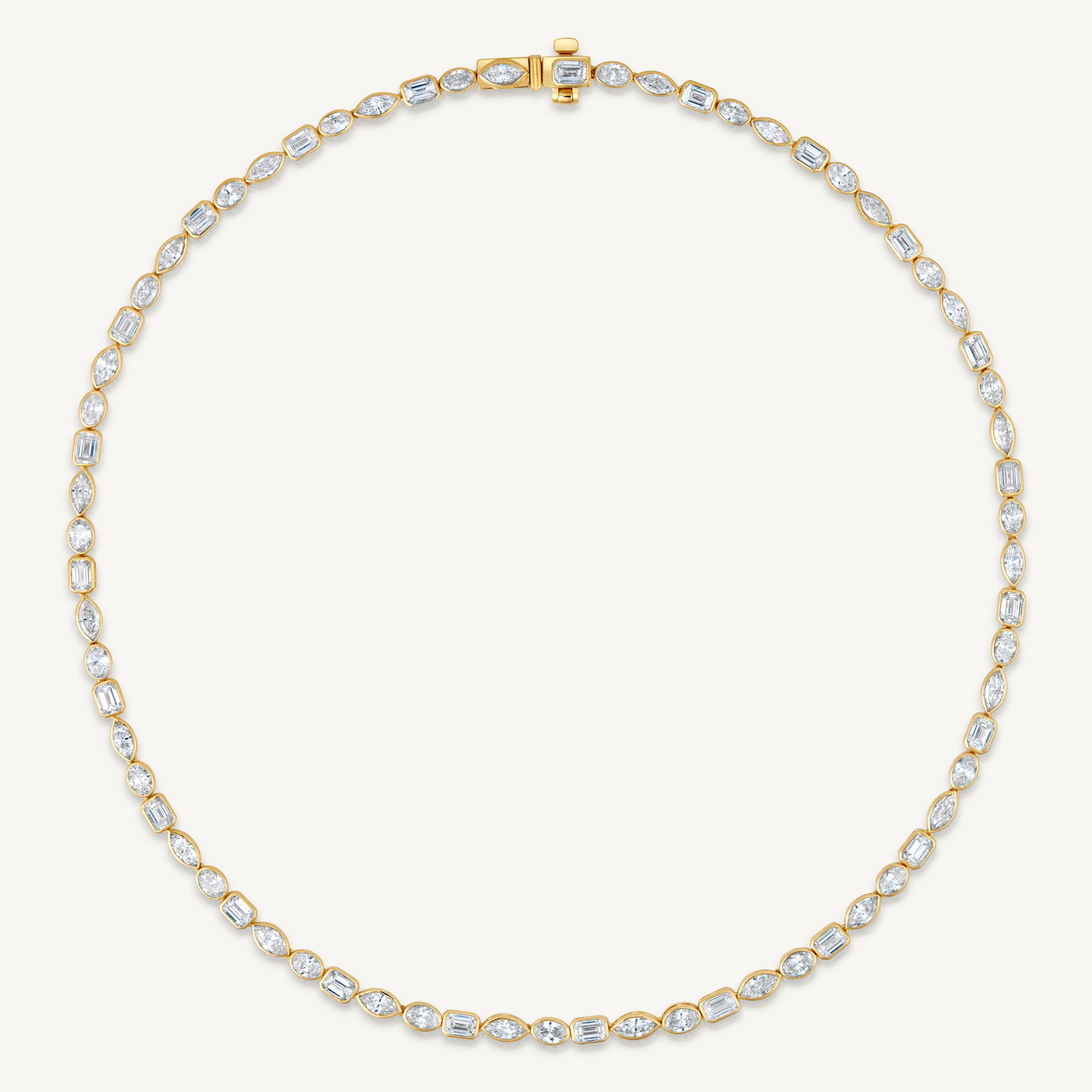 Harlow George Bezel Set Mixed Shape Diamond Necklace